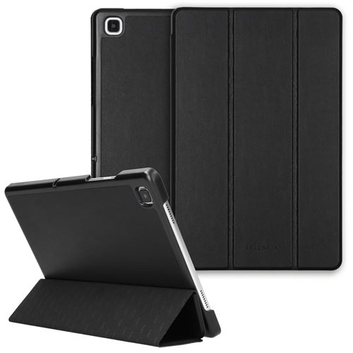 Coque en cuir vegan Nuria Trifold Book pour Samsung Galaxy Tab A7 Noir Selencia