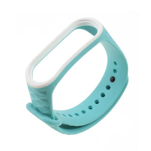 Bracelet en silicone losange bicolore doux blanc/cyan pour votre Xiaomi Mi Band 3