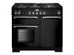 Falcon Kitchener 100 - Cuisinière (four à deux étages) - pose libre - largeur : 99.4 cm - profondeur : 65 cm - hauteur : 90.5 cm - avec système auto-nettoyant - classe A - noir brillant