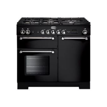 Falcon Kitchener 100 - Cuisinière (four à deux étages) - pose libre - largeur : 99.4 cm - profondeur : 65 cm - hauteur : 90.5 cm - avec système auto-nettoyant - classe A - noir brillant