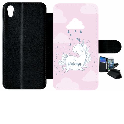 Etui À Rabat Sony Xperia X Unicorne Nuage Fond Rose 2
