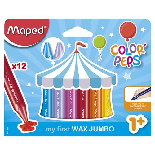 Maped Wachsmalstifte Colorpeps Wax Jumbo, 12Er Kartonetui M861311