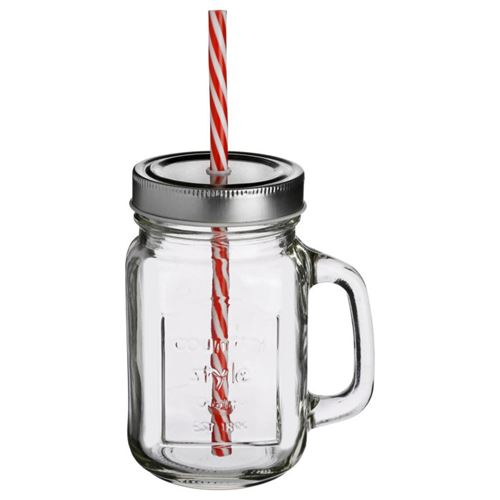 ATMOSPHERA Secret de Gourmet - Chope en Verre & Paille ""Souhay"" 45cl Transparent 