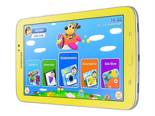 Samsung Galaxy Tab 3 Kids - Tablette - Android 4.1.2 (Jelly Bean) - 8 Go -  7 TFT (1024 x 600) - Logement microSD - jaune - Fnac.ch - Tablette tactile