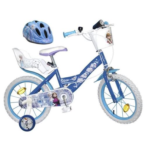 La Reine Des Neiges Velo 16 + Casque - Enfant Fille - Bleu Et Blanc