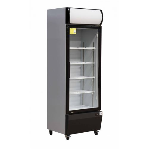 Vitrine 460 litres boissons, 1 porte vitre battante - epoxy blanc