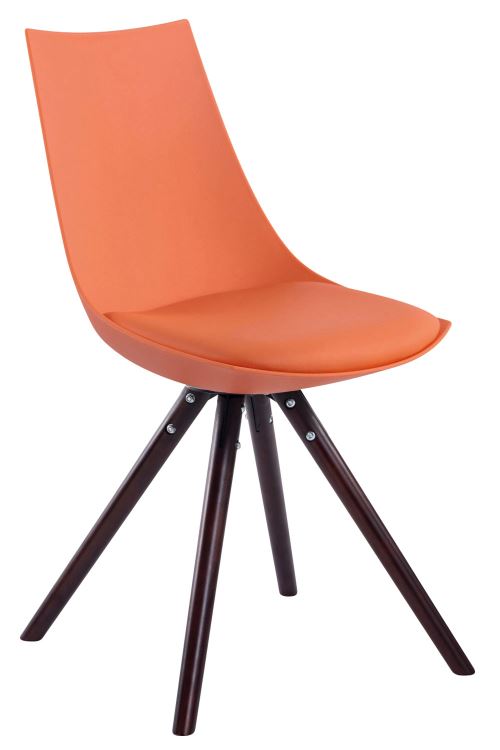 Chaise de salle à manger Albi simlicuir pieds ronds en bois de hêtre Cappuccino - Siège Orange