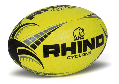 RHINO  ballon de rugby Cyclone junior caoutchouc/polyester jaune taille 5 
