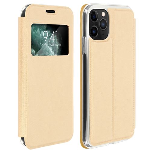 Housse pour iPhone 11 Pro Max Fenêtre d'affichage Porte-carte Support Video doré
