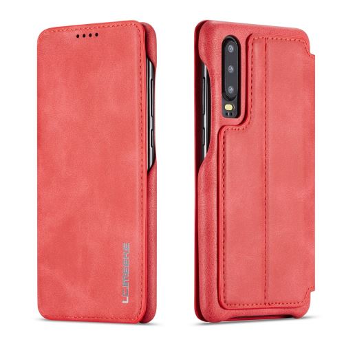 Etui en PU porte-cartes rétro rouge pour votre Huawei P30