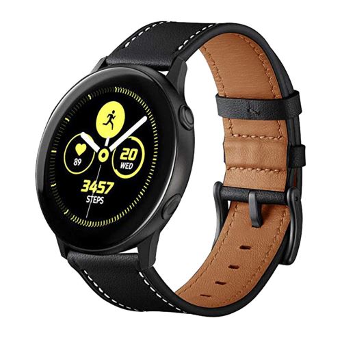 GENERIQUE - Bracelet de montre pour Samsung Galaxy Watch Active - 20mm - Cuir - Noir - Image 2