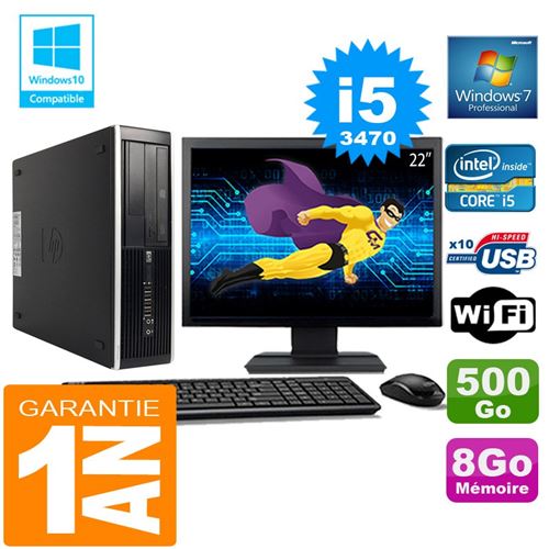Pc hp compaq 8300 sff core i5-3470 ram 8go disque 500 go wifi w7 ecran 22'