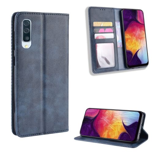 Etui en PU style vintage bleu pour votre Samsung Galaxy A70