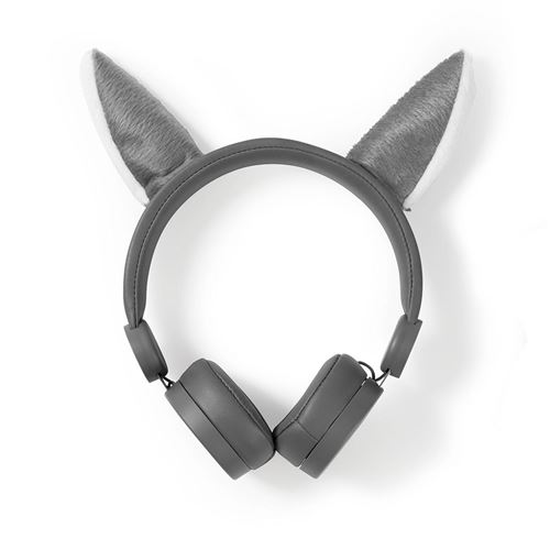 Inconnu noname Casque Filaire animaticks - Willy Wolf avec Oreilles magnétiques Amovibles (Gris) Noir