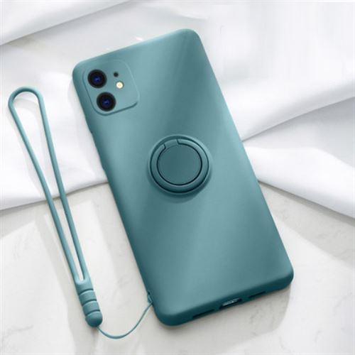 Coque pour Apple Iphone 11 pro Silicone Rigide Avec anneau et lanière Olive Vert