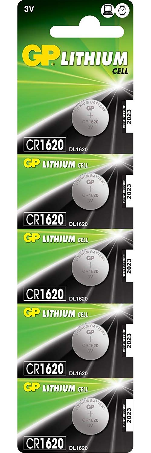 GP CR1620–7U5 Batterie au lithium CR1620 (3 V, Lot de 5) sous blister