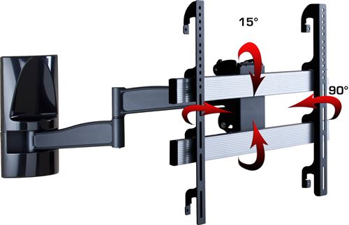 VCM 17804 WS 300 Support Mural Télescopique Inclinable/Pivotant Acier Noir