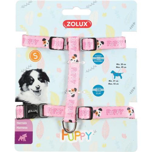 Harnais S PUPPY MASCOTTE. 13 mm. 27 à 42 cm. couleur rose. pour chiots - zolux - ZO-466740ROS