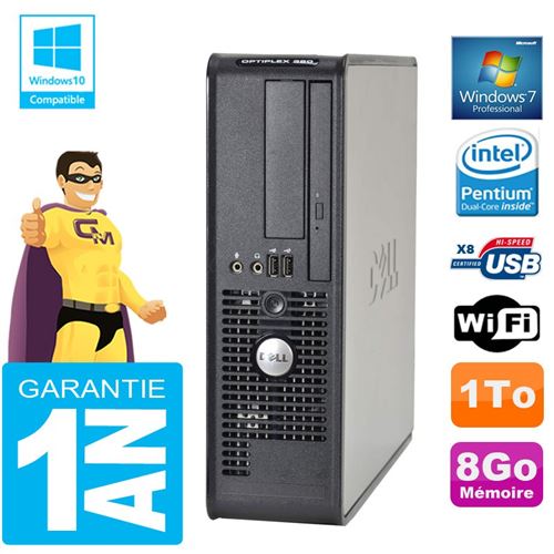 PC Dell 380 Sff Intel E5700 Ram 8Go Disque 1 To Graveur Dvd WiFi W7