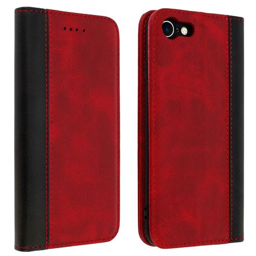 Housse iPhone SE 2020/7/8 Étui Rangement carte Fonction support rouge