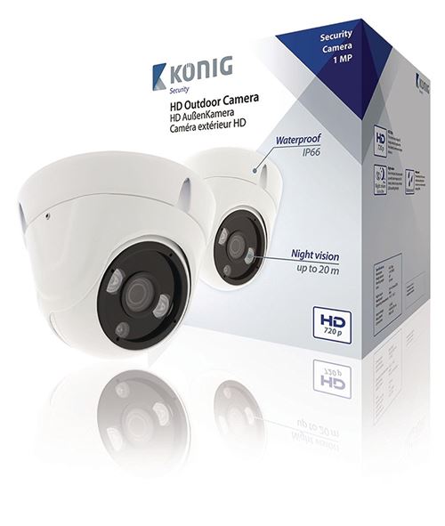 König Caméra de surveillance HD SAS ahdcam01 Vidéo Dôme IP66 Blanc