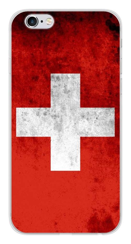 Coque en silicone imprimée compatible iPhone 6 Plus iPhone 6S Plus Drapeau Suisse
