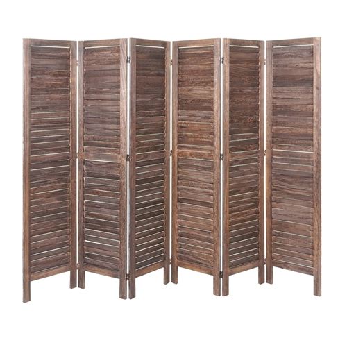 Paravent MENDLER HWC-G30 shabby chic 170x240cm marron