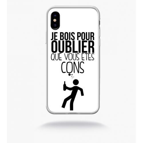 Coque je bois pour oublier que vous etes con 2 compatible apple iphone x bord transparent