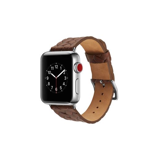 Bracelet en cuir véritable tissé café pour votre Apple Watch Series 4 44mm/Series 3/2/1 42mm
