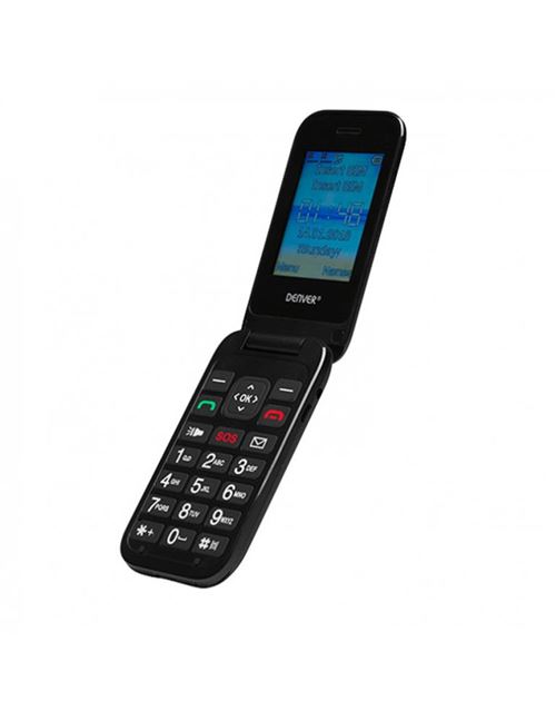 telefono senior denver gsm900/1800 tft 2.4' boton sos base de carga negro