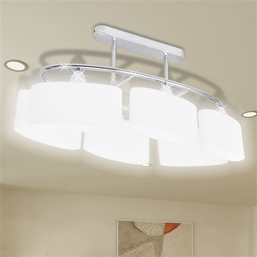 Vidaxl plafonnier avec abat-jour en verre pour 6 ampoules e14 240989