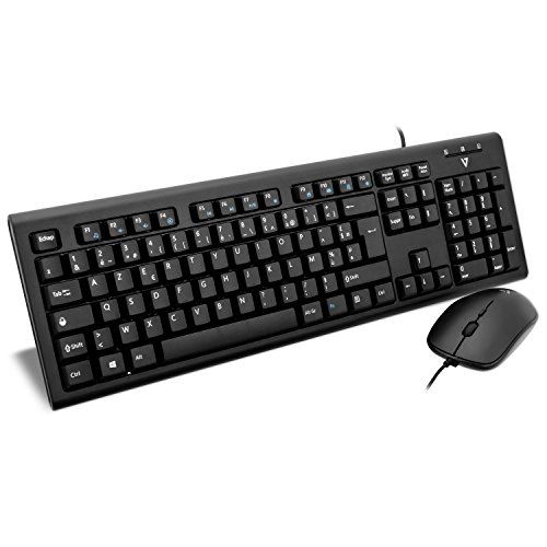 v7 ensemble clavier filaire usb et souris avec adaptateur ps2 – fr noir