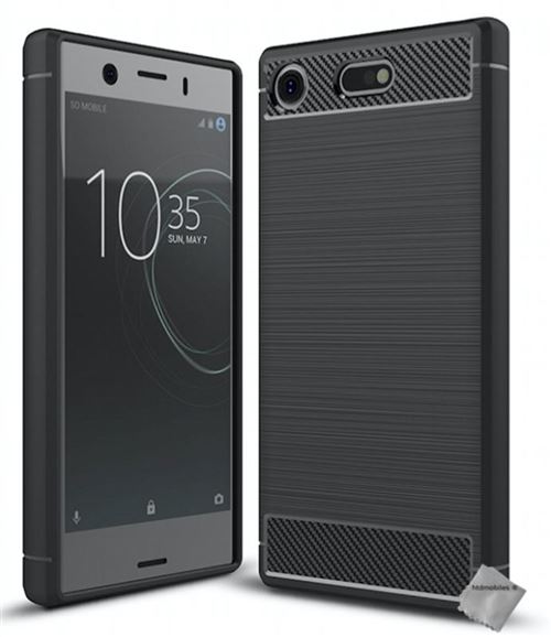 Housse etui coque silicone gel carbone pour Sony Xperia XZ1 Compact avec film ecran - NOIR