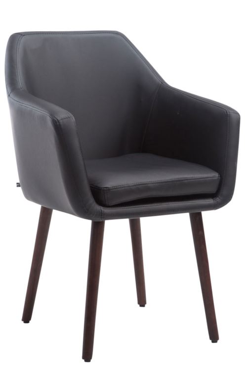 Chaise de salle à manger Utrecht Similicuir - Piètement Noyer - Siège Noir