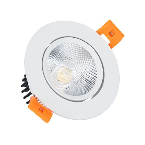 Spot LED Downlight COB Orientable Rond 7W Blanc Coupe Ø65 mm Blanc Chaud 3000K 60º