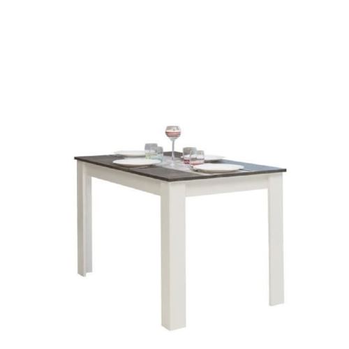 Table a manger 4 a 6 personnes - Rectangulaire - Style contemporain - PEPPER - L110 x l70 cm - Mélaminée blanc mat et décor béton