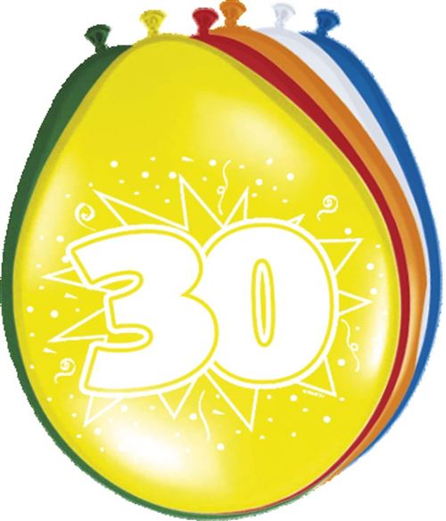 Ballon bunt Luftballons Zahl 30 Geburtstag 8 St. Deko Ballons Party