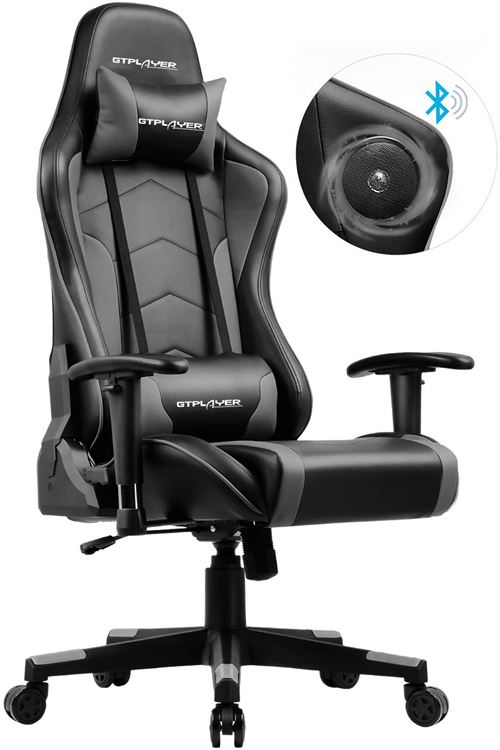 GTRACING Chaise Gaming de Bureau Fauteuil de Bureau Chaise Gamer Music avec Haut-Parleur Bluetooth, Design Ergonomique