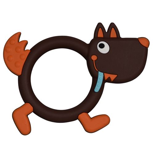 EBULOBO Hochet de dentition LOULOUP en silicone collection T'es Fou Louloup Marron chocolat