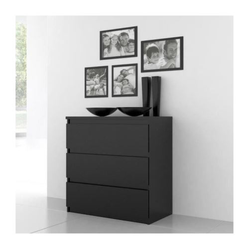 FINLANDEK Commode de chambre NATTI style contemporain noir mat - L 77,2 cm
