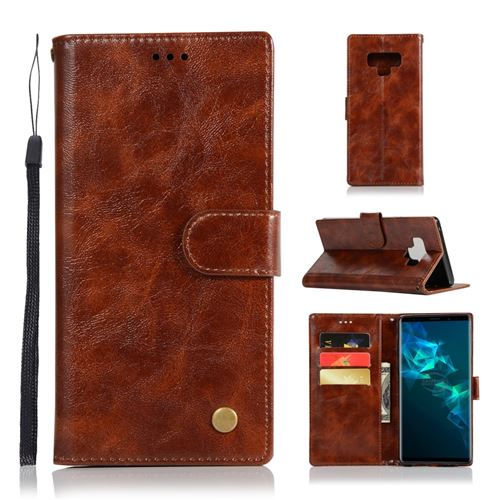 Etui en PU rétro style flip café pour votre Samsung Galaxy Note 9