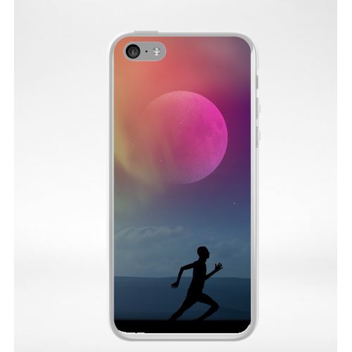 Coque Silhouette Joggeur Fitness Lune Compatible Iphone 5c Transparent