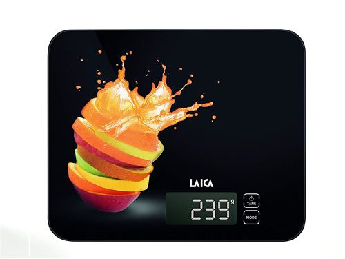 laïque ks5015 Balance de cuisine électronique, noire, Verre Trempé, touches Touch Sensor, 15 kg
