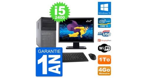 Pc tour dell 790 mt ecran 22" intel i5-2400 ram 4go disque 1to windows 10 wifi