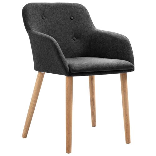 vidaXL 2 pcs Chaises à dîner Gris foncé Tissu et chêne massif