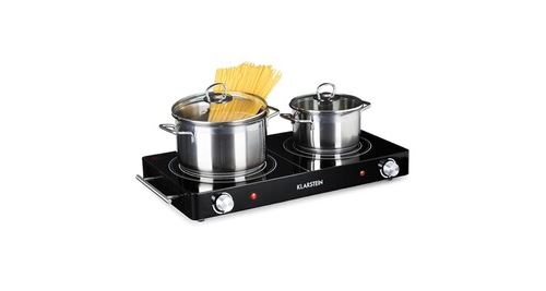 Klarstein VariCook Duo Double plaque de cuisson 3000W avec poignées de transport - Inox noir