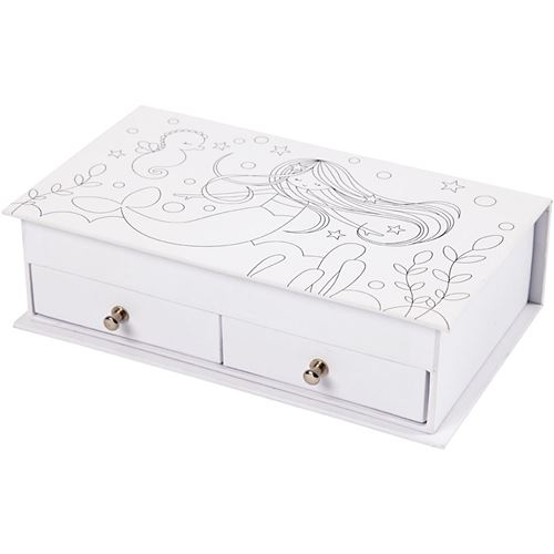 Creotime boîte à bijoux en carton pour filles de 18 cm de blanc chacune