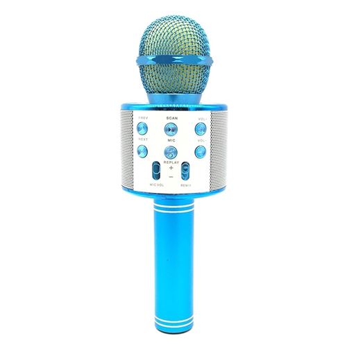 Microphone Android iOs Karaoké Bluetooth 4.2 Haut-Parleur Puissance 5W Bleu