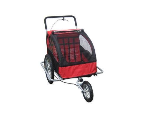 BCELEC Remorque v&eacute;lo 2 en 1 Poussette - Rouge/Noir