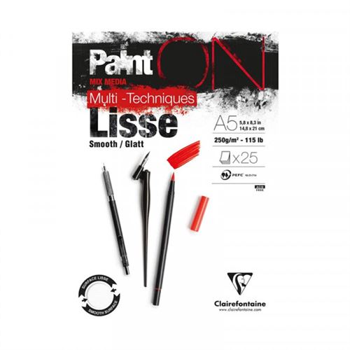 Bloc A5 Paint On Surface Lisse - 25 feuilles - 250g - Clairefontaine